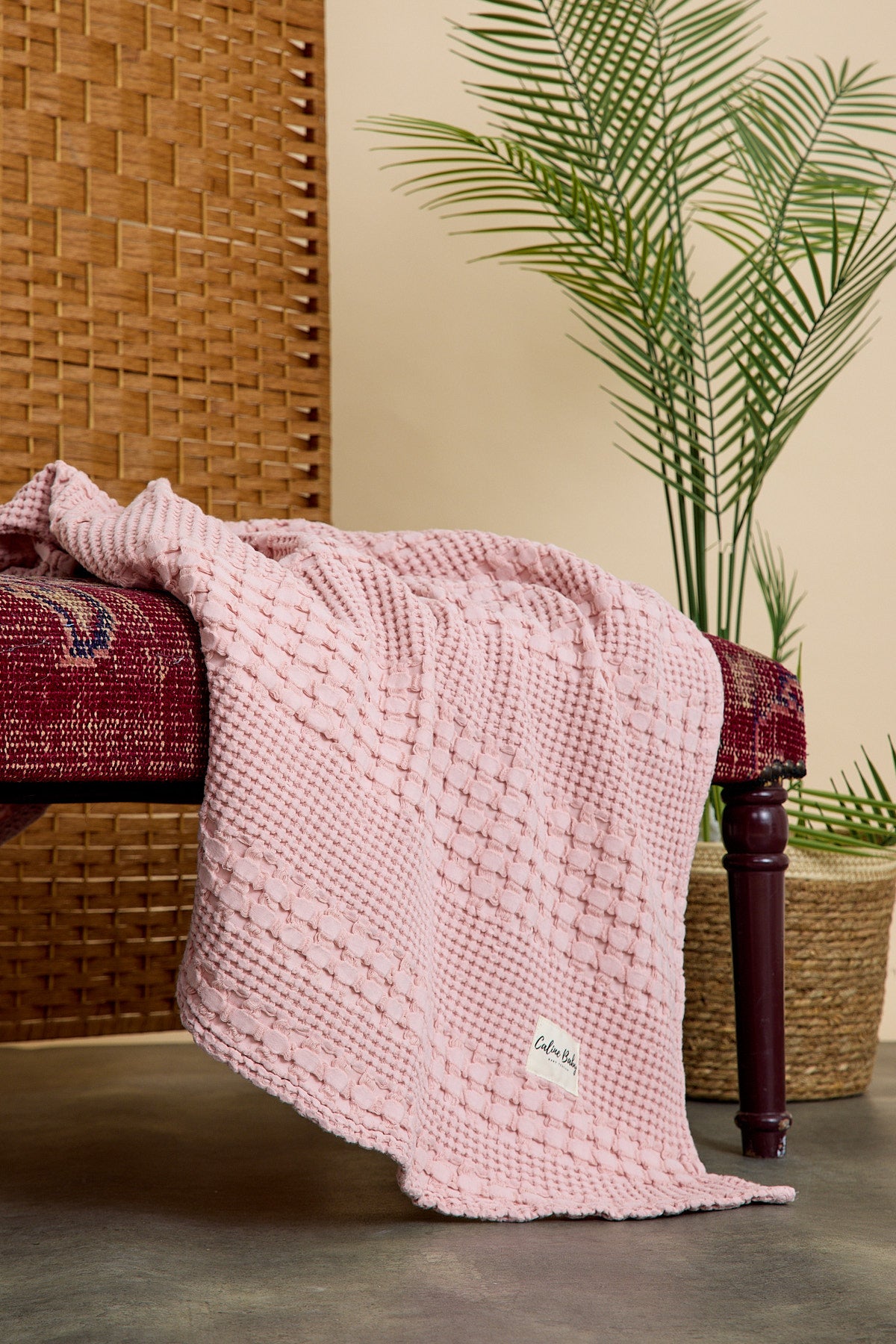 Caline Baby Waffle Pamuklu Pike 100*90cm - Pudra