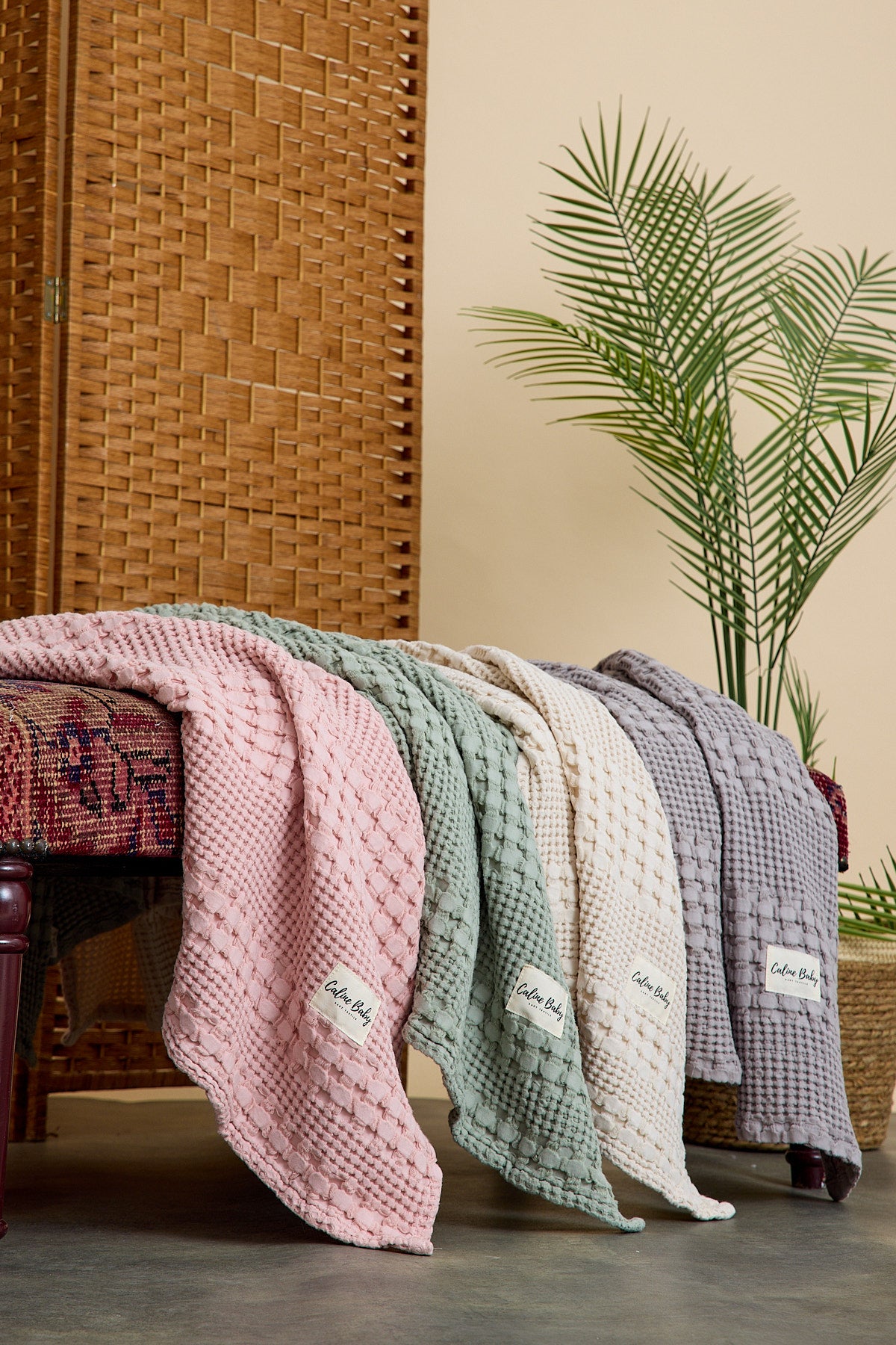 Caline Baby Waffle Pamuklu Pike 100*90cm - Pudra