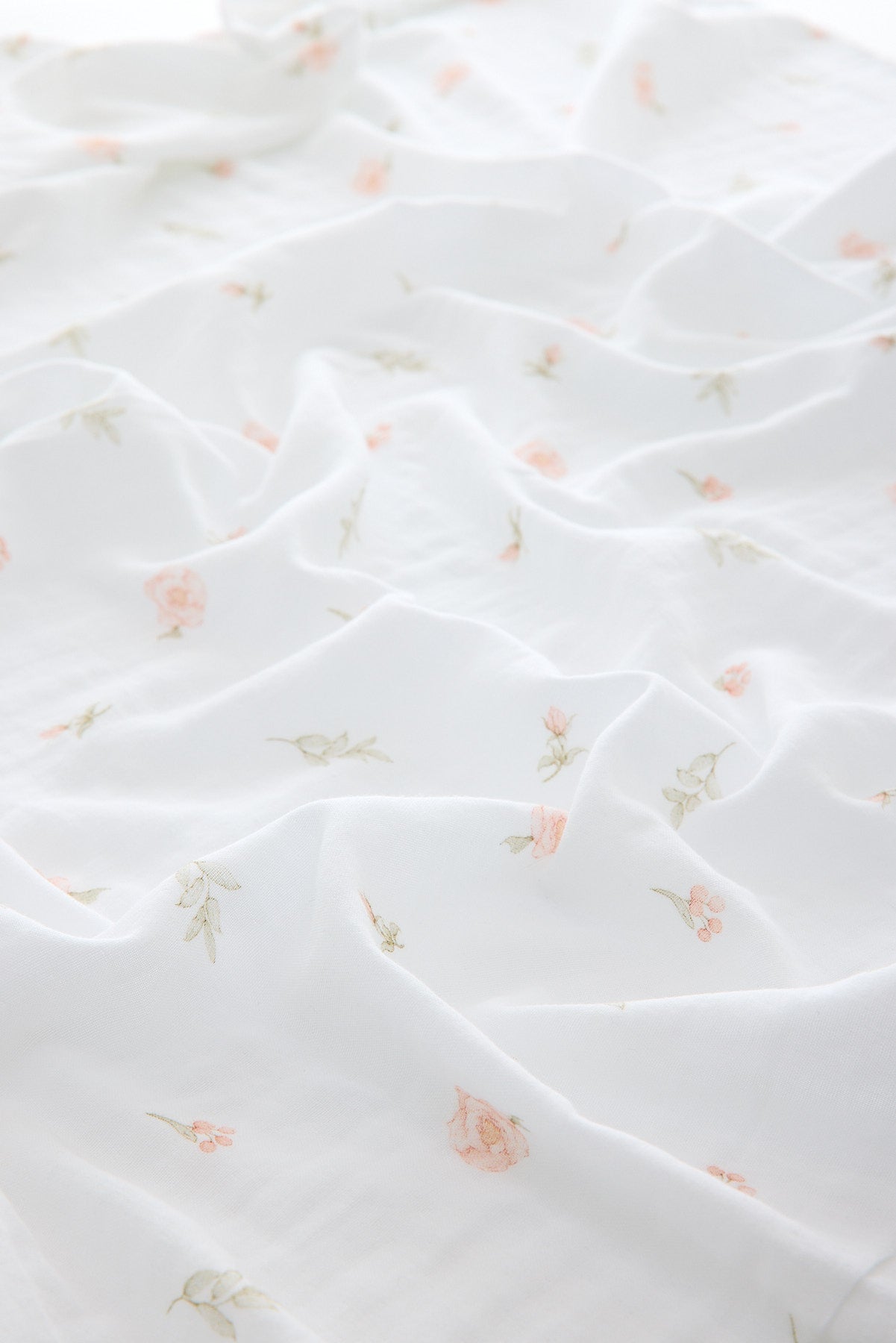 2 Kat Dijital Çiçek Baskı Müslin Beyaz - 120*120 cm