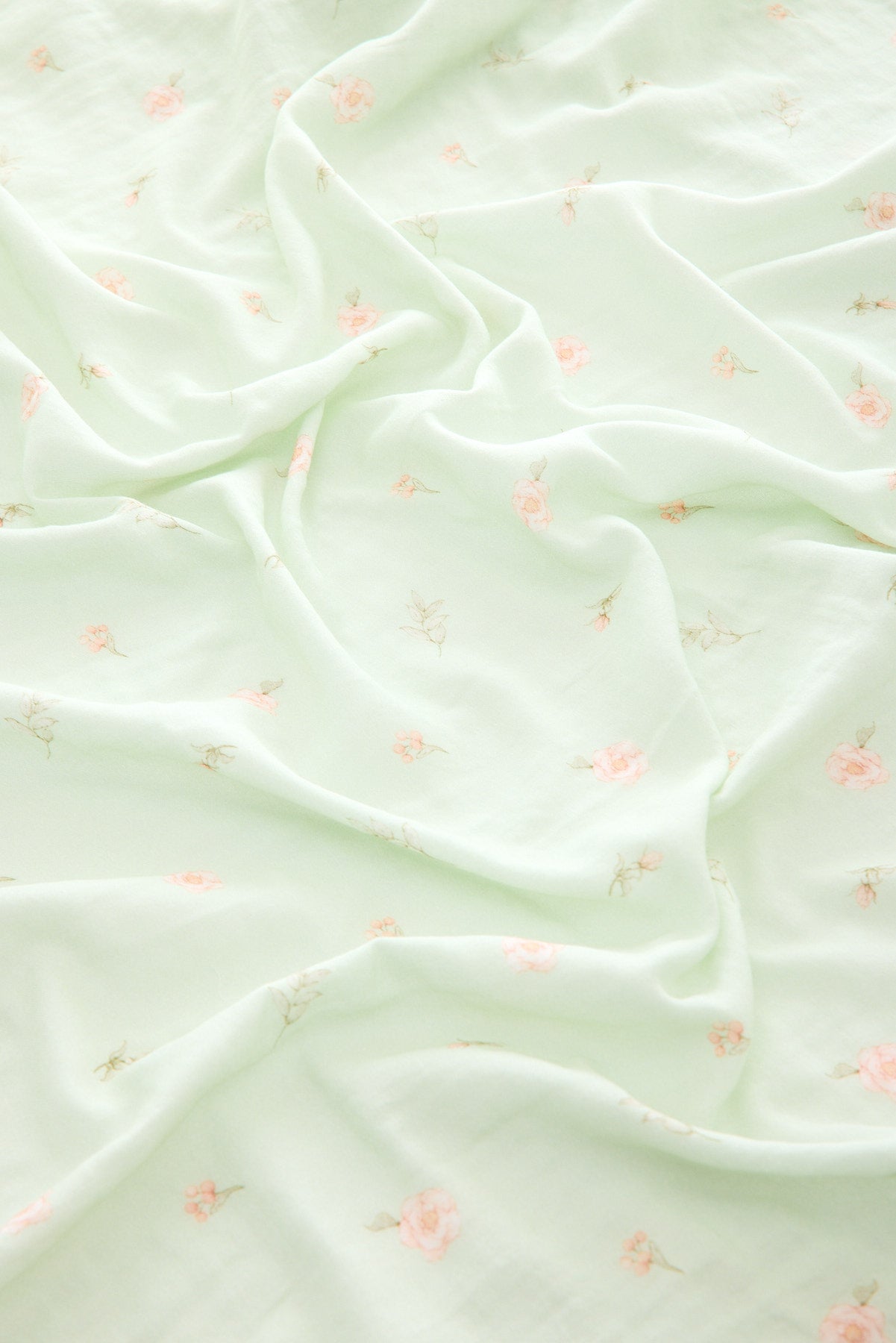 2 Kat Dijital Çiçek Baskı Müslin Yeşil - 120*120 cm