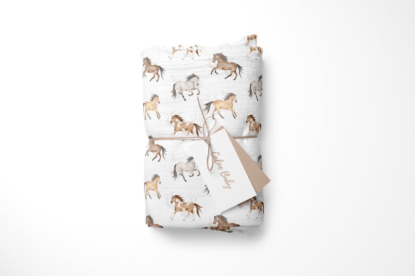 2-Layer Digital Print Muslin Cloth Horse Pattern - 120*120 Cm