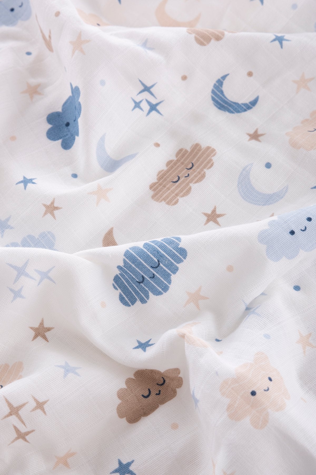 Muslin Cloth Swaddle Cloud Pattern Blue 120x120 cm + 4 Pcs Burp Cloths