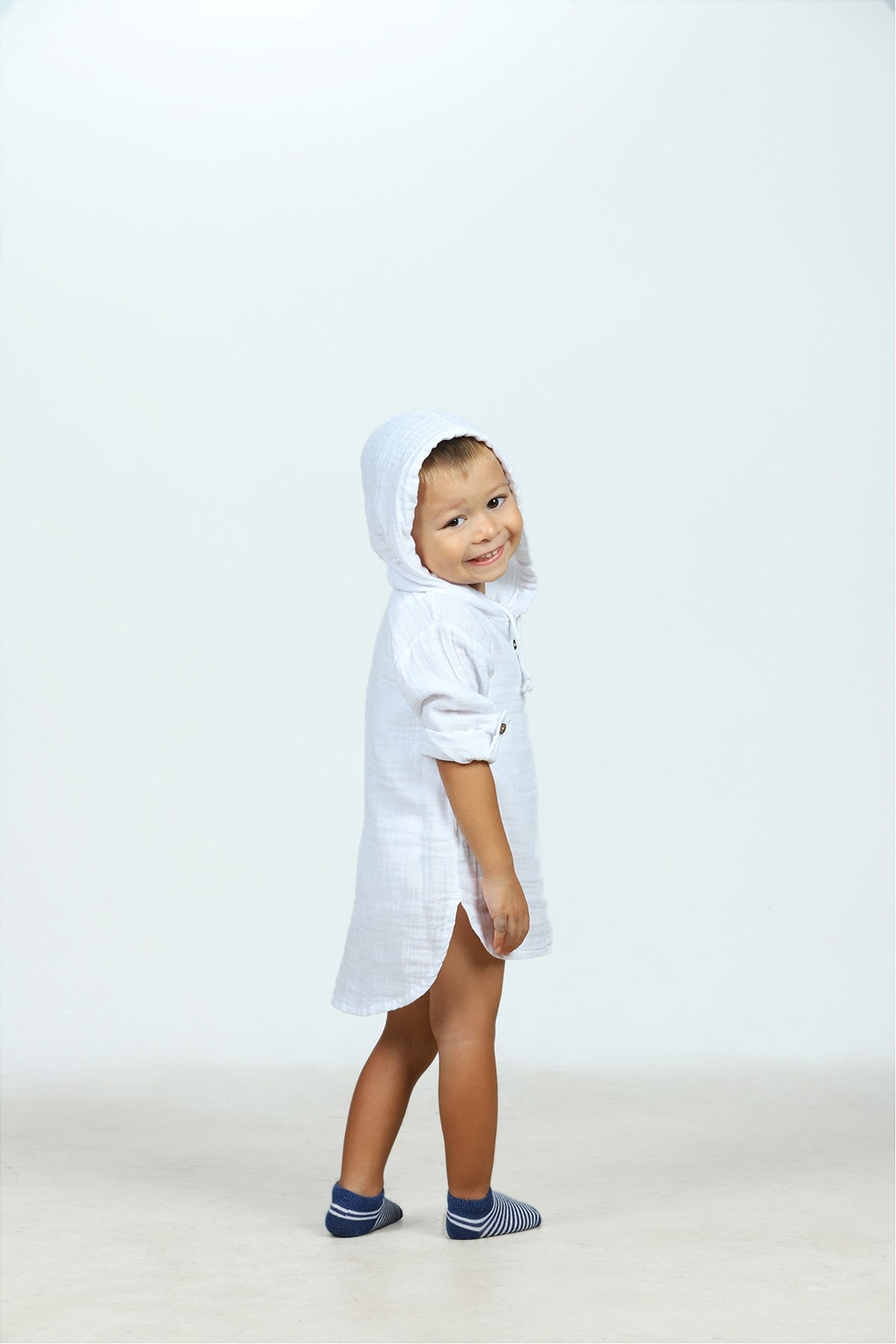 2 Kat Müslin Unisex Bebek Gömleği - Beyaz