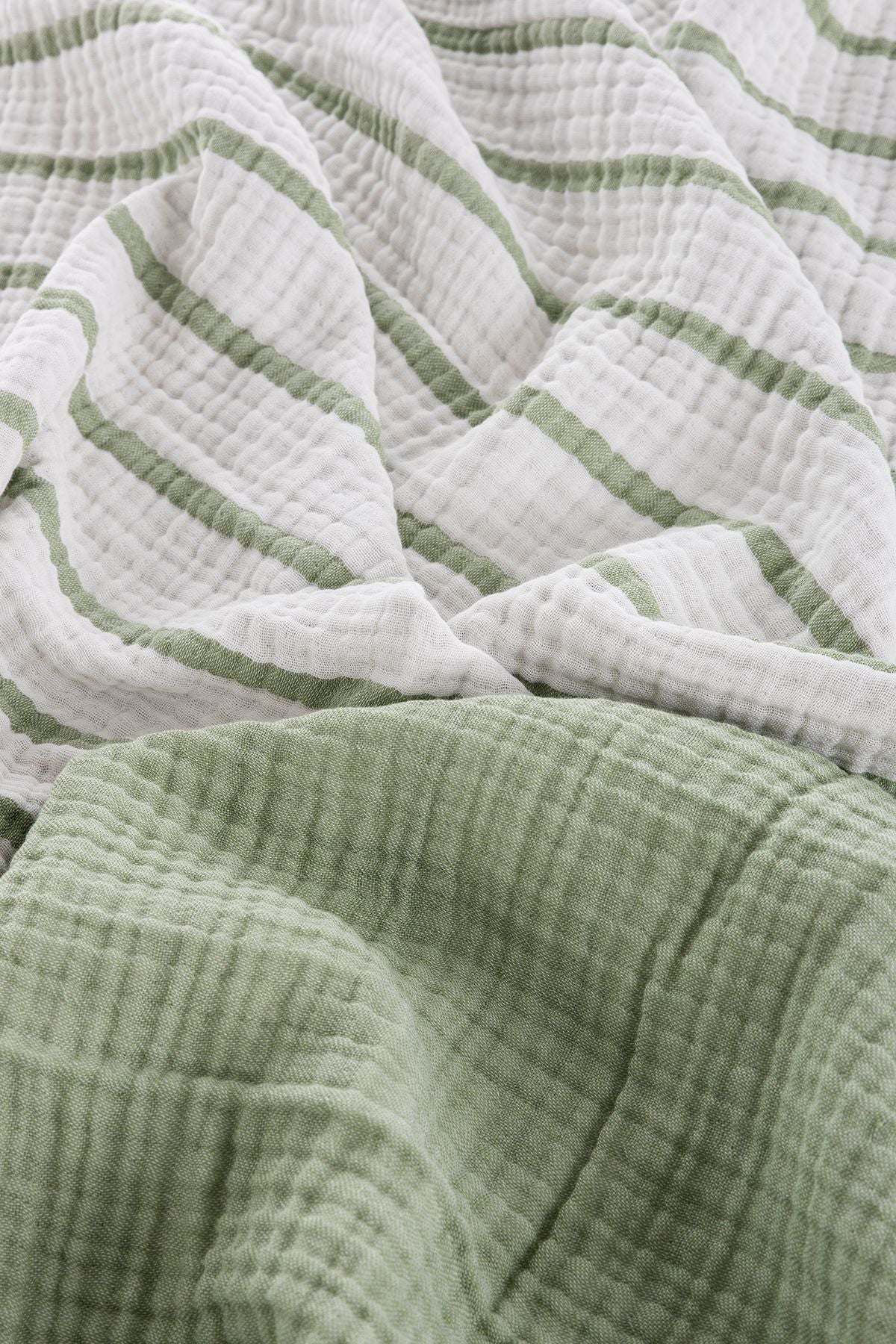 4-Layer Muslin Blanket 120x120cm Green Striped