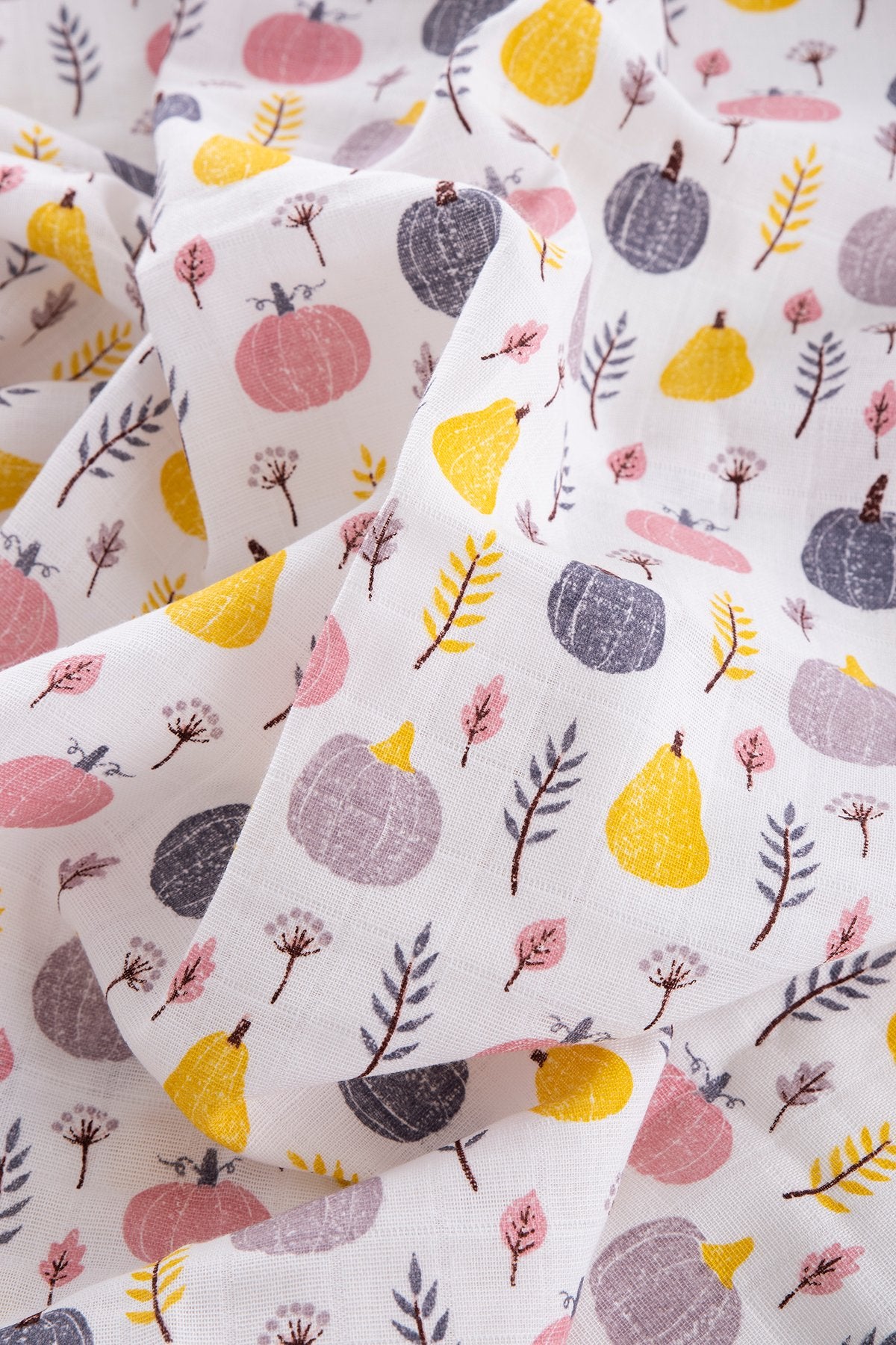 Muslin Fabric Pumpkin Pattern Lilac 120x120 cm + 4 Burp Cloths