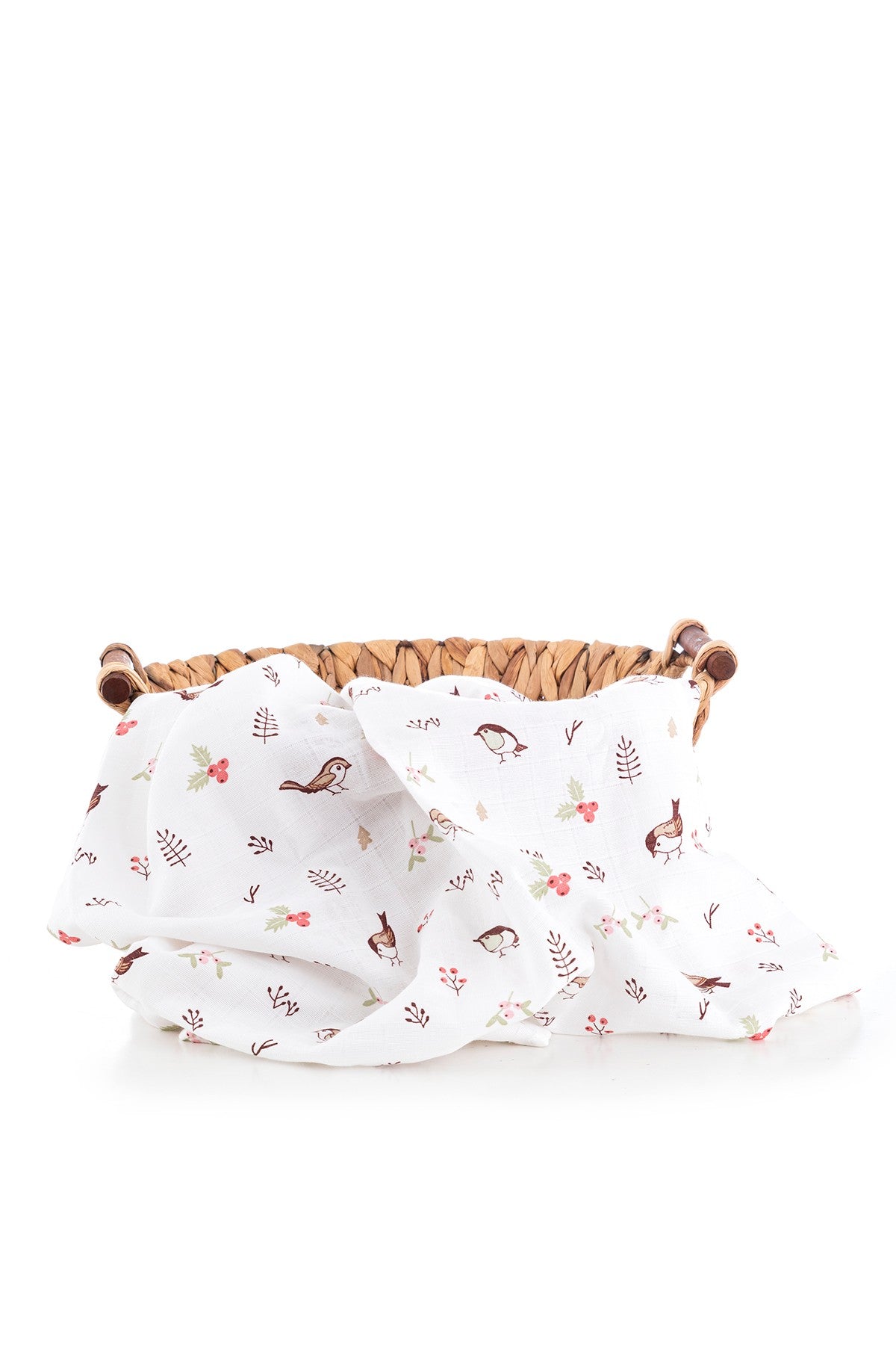 Muslin Fabric Bird Pattern Coffee 120x120 cm + 4 Burp Cloths