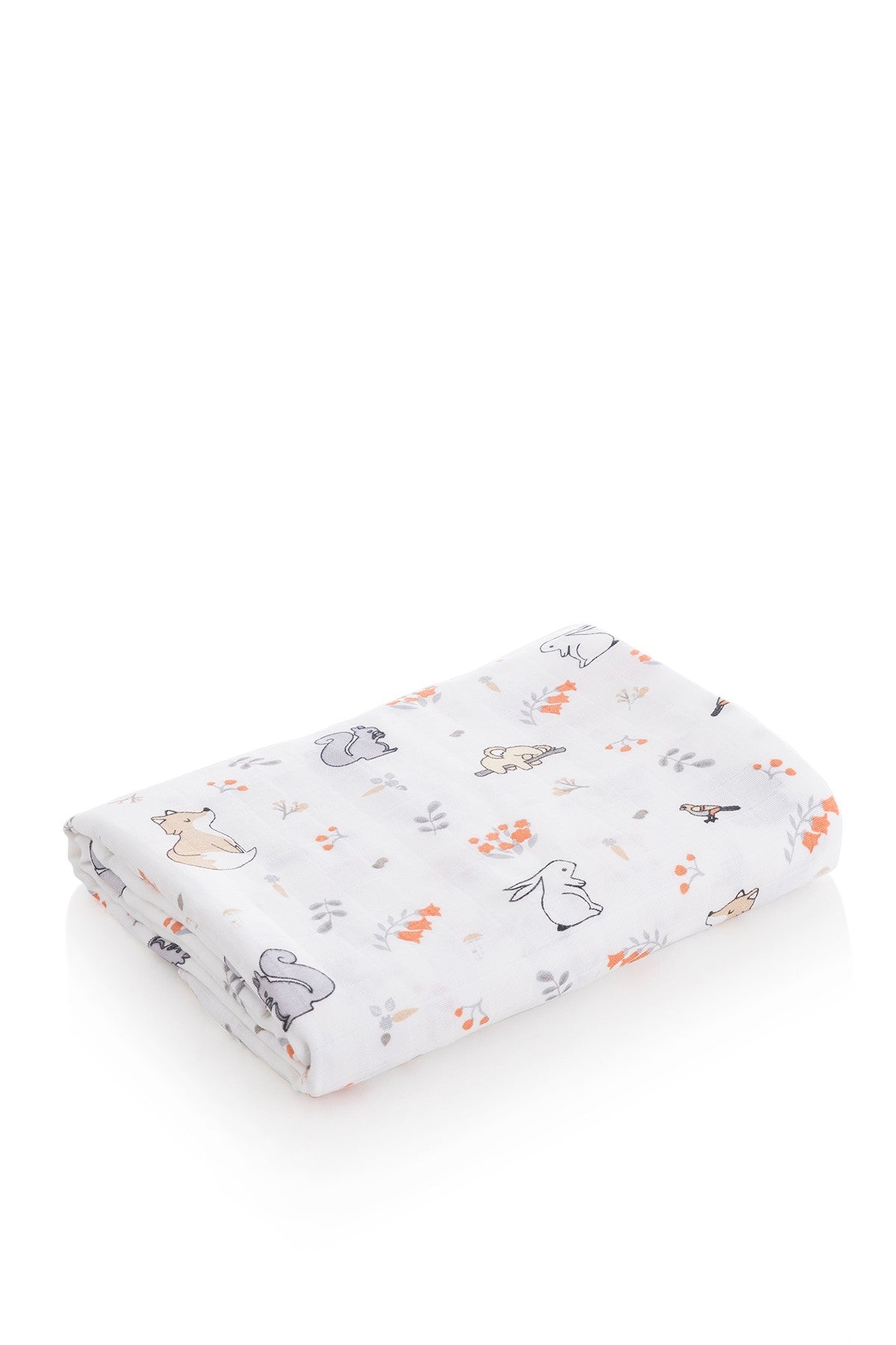 Muslin Cloth Blanket Fox Pattern - Beige 120x120 cm + 4 Pcs Burp Cloths