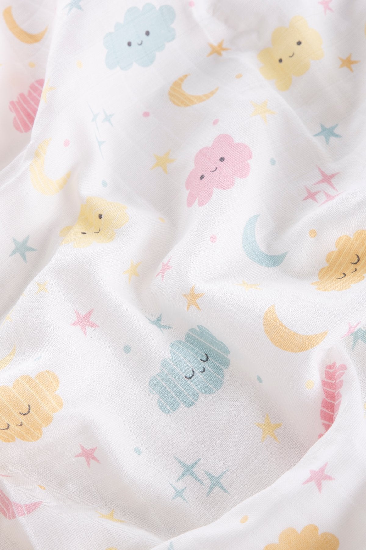 Muslin Cloth Cover Cloud Pattern Yellow 120x120 cm + 4 Burp Cloths