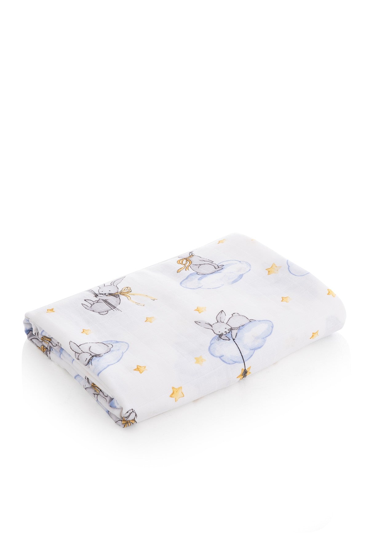 Muslin Cloth Cover Rabbit Pattern - Grey 120x120 cm + 4 Pcs Burp Cloths
