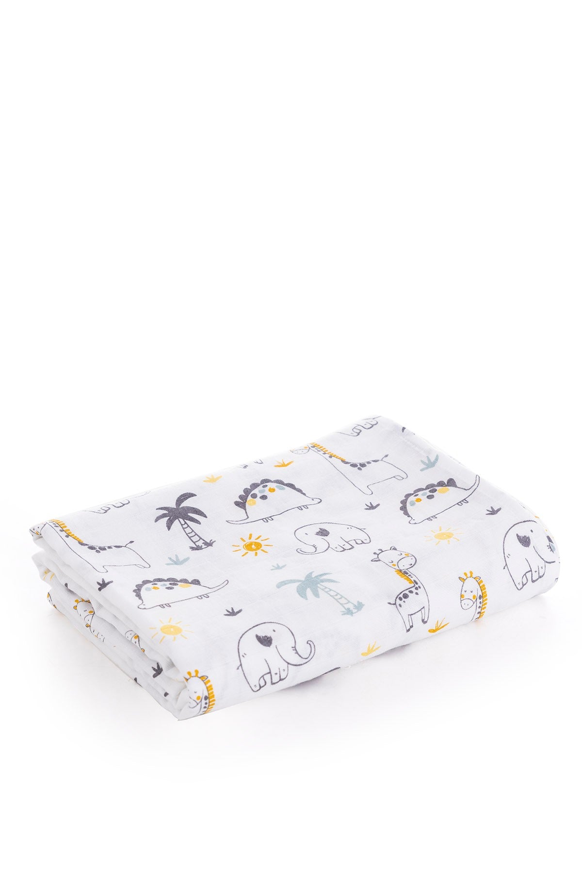 Muslin Cloth Cover Safari Pattern - Grey 120x120 cm + 4 Burp Cloths