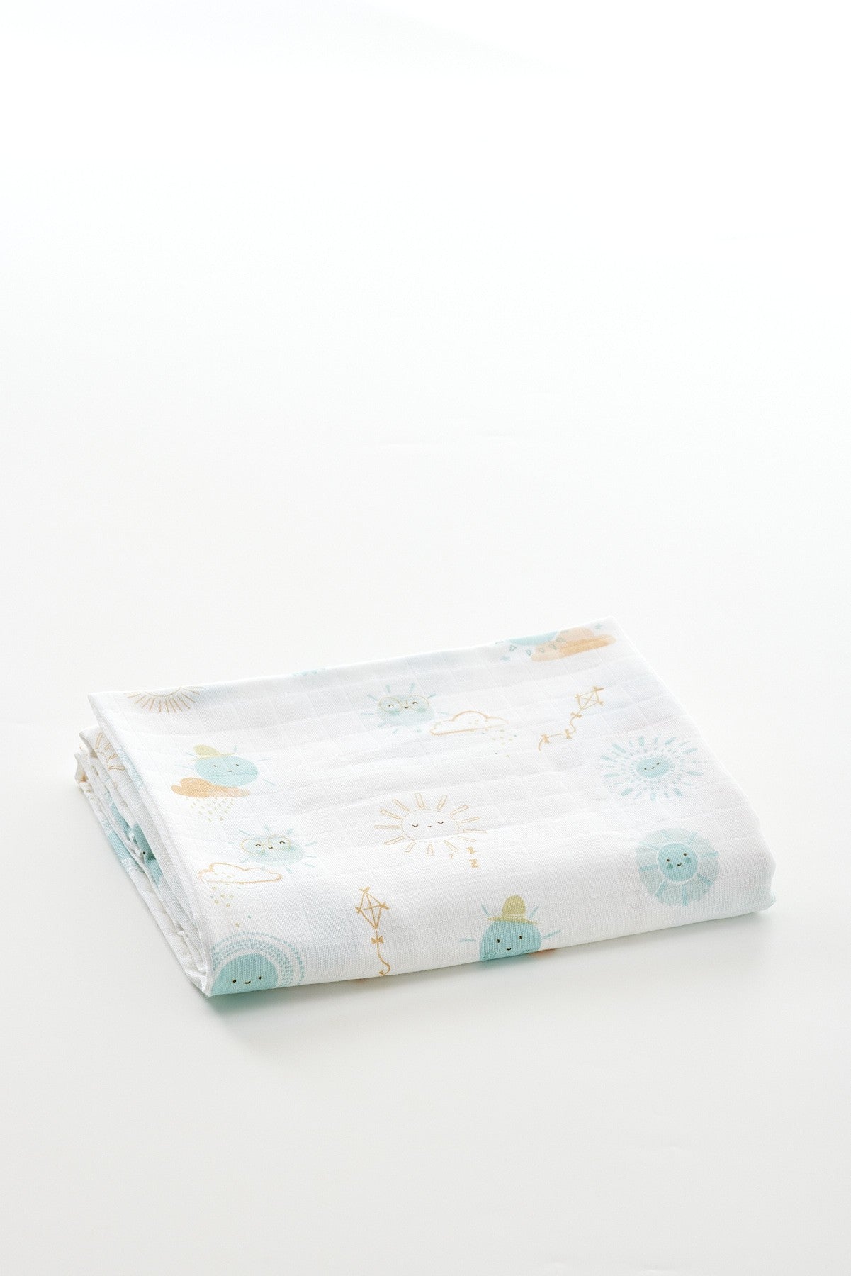 Muslin Cloth Blanket Sun Pattern - Green 120x120 cm + 4 Burp Cloths