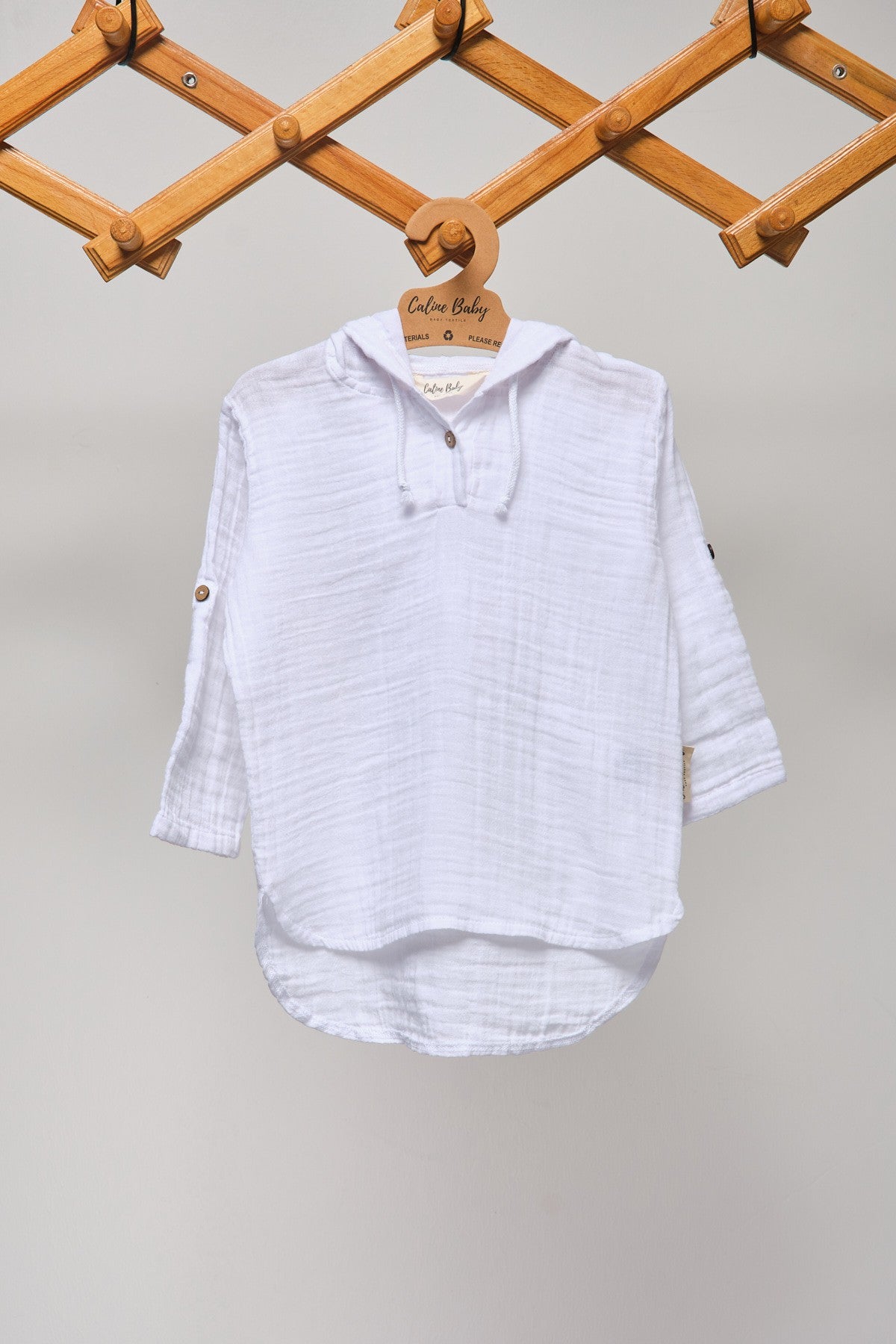 2 Kat Müslin Unisex Bebek Gömleği - Beyaz