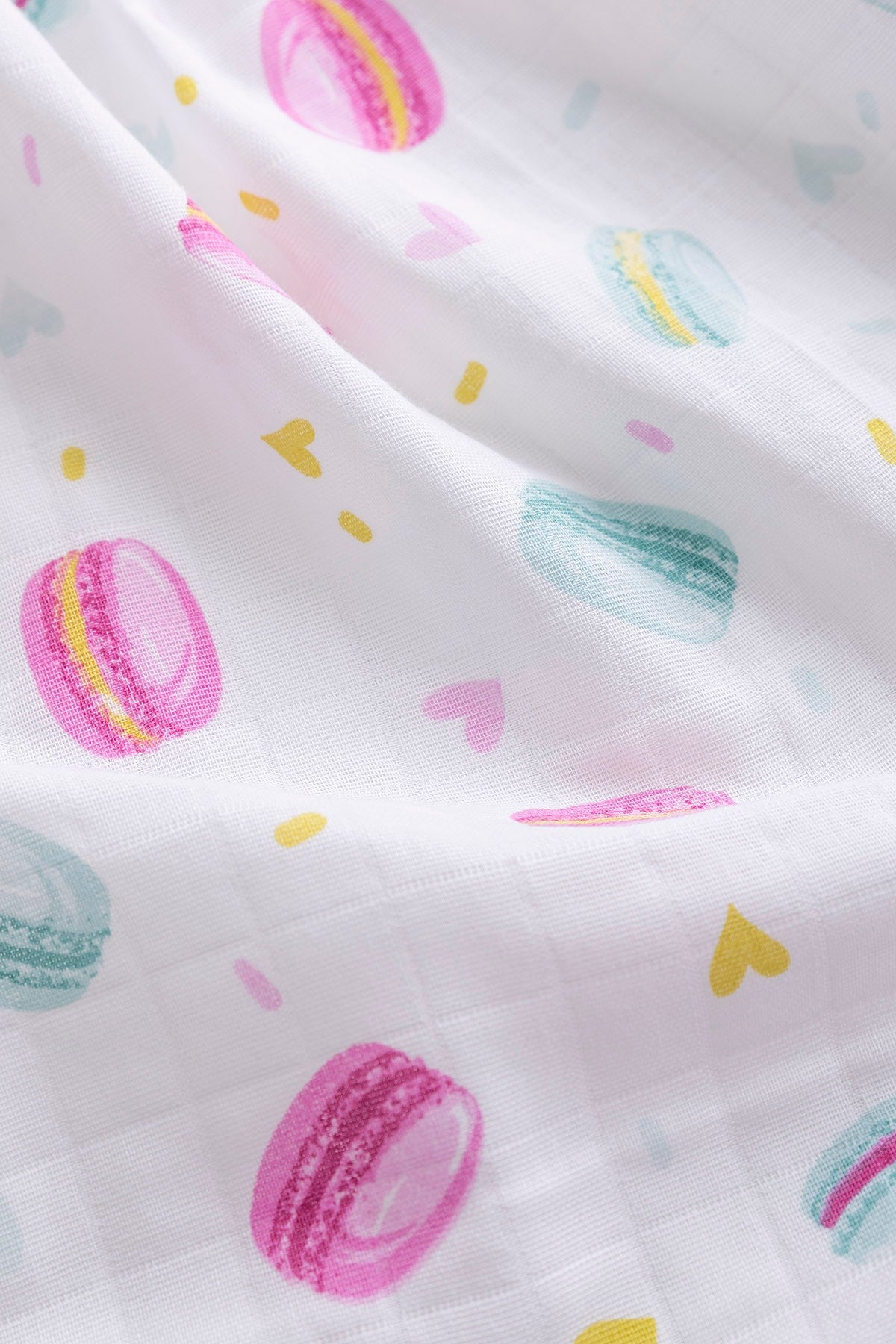 Muslin Cloth Blanket Macaron Pattern - Mint 120x120 cm + 4 Pcs Burp Cloth