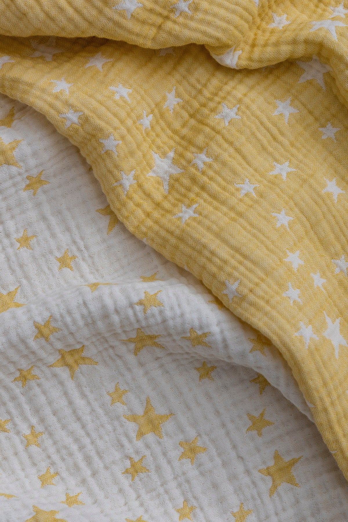 4-Layer Jacquard Muslin Blanket 110x110cm - Star Pattern Yellow