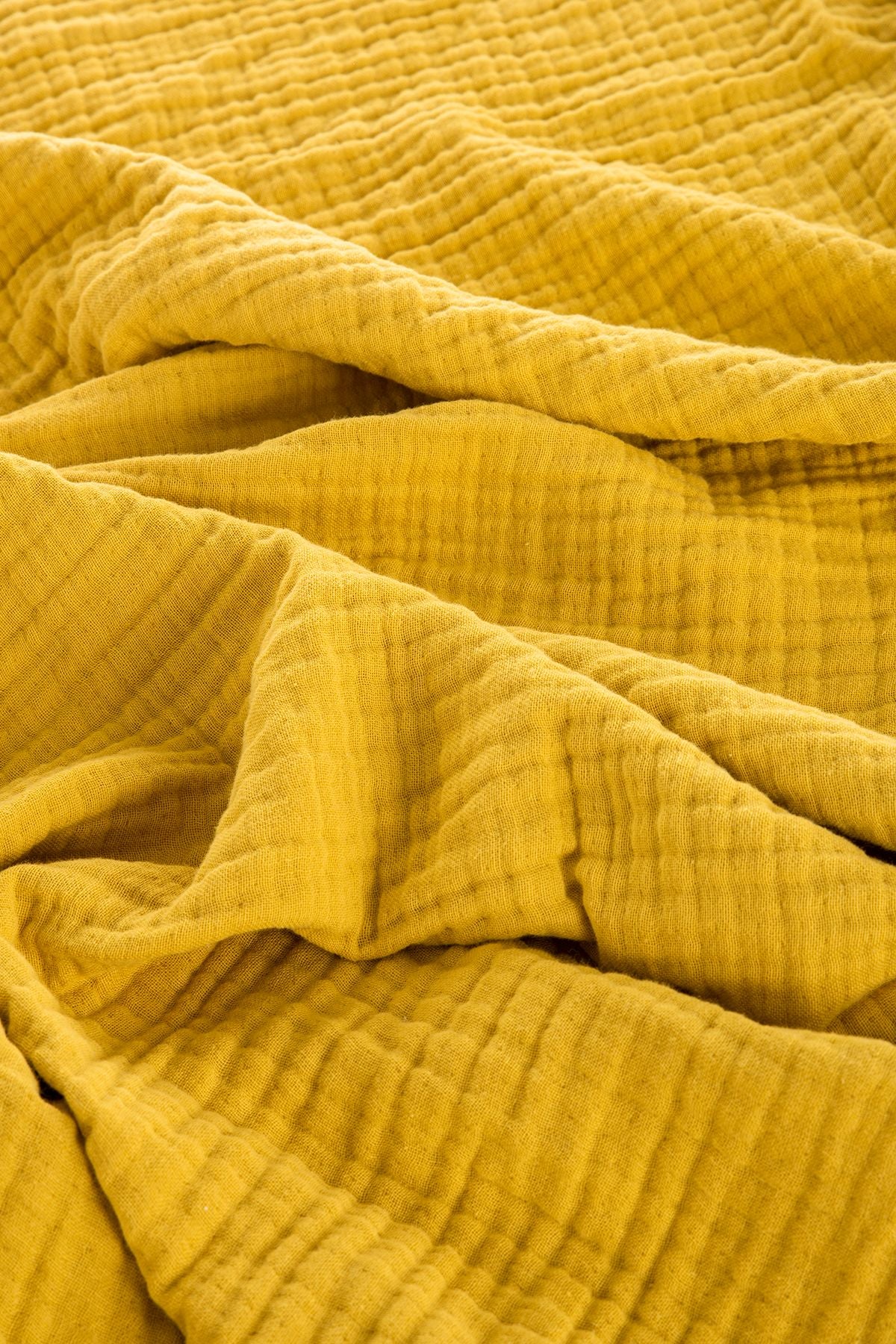 4 Kat Müslin Battaniye Çoban Dikiş 115x115cm - Hardal