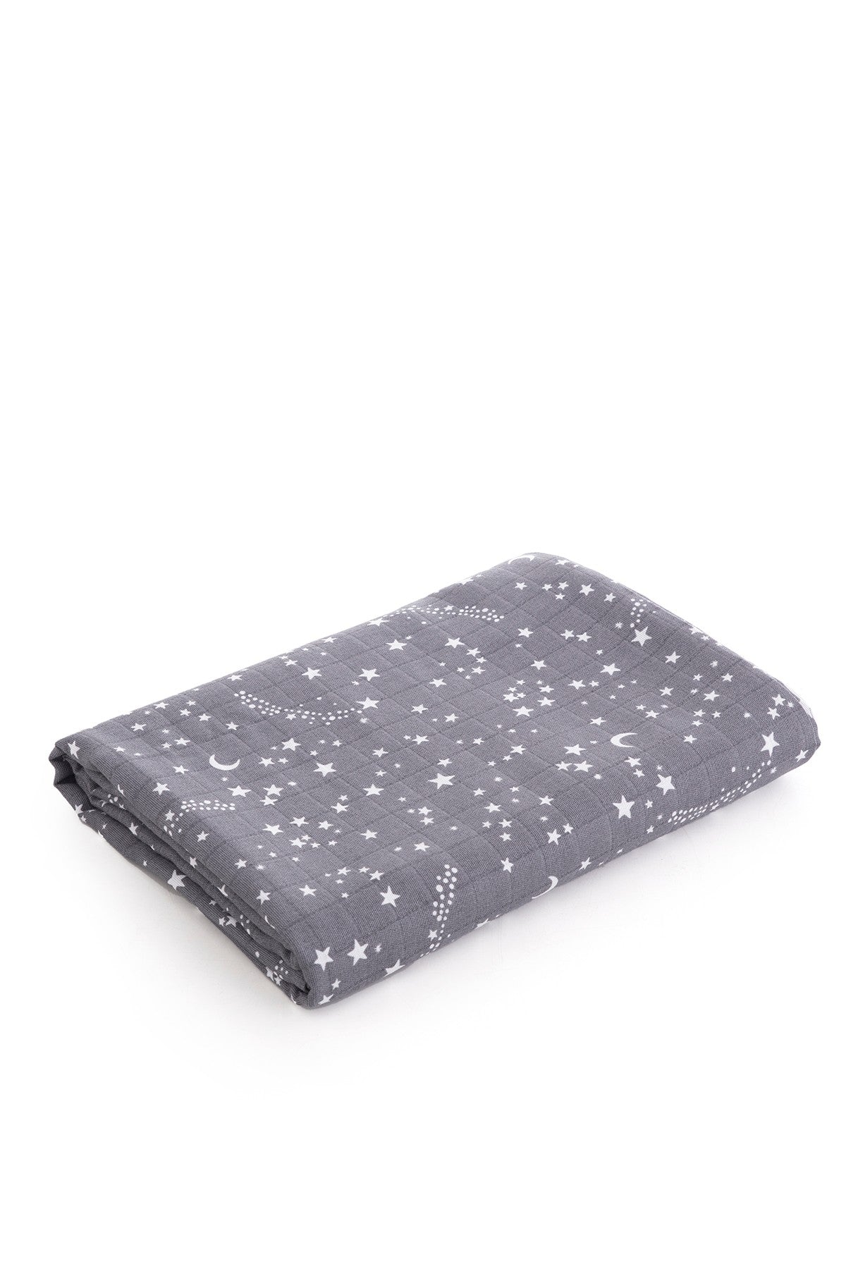 Muslin Cloth Cover Star Pattern - Grey 120x120 cm + 4 Pcs Burp Cloths