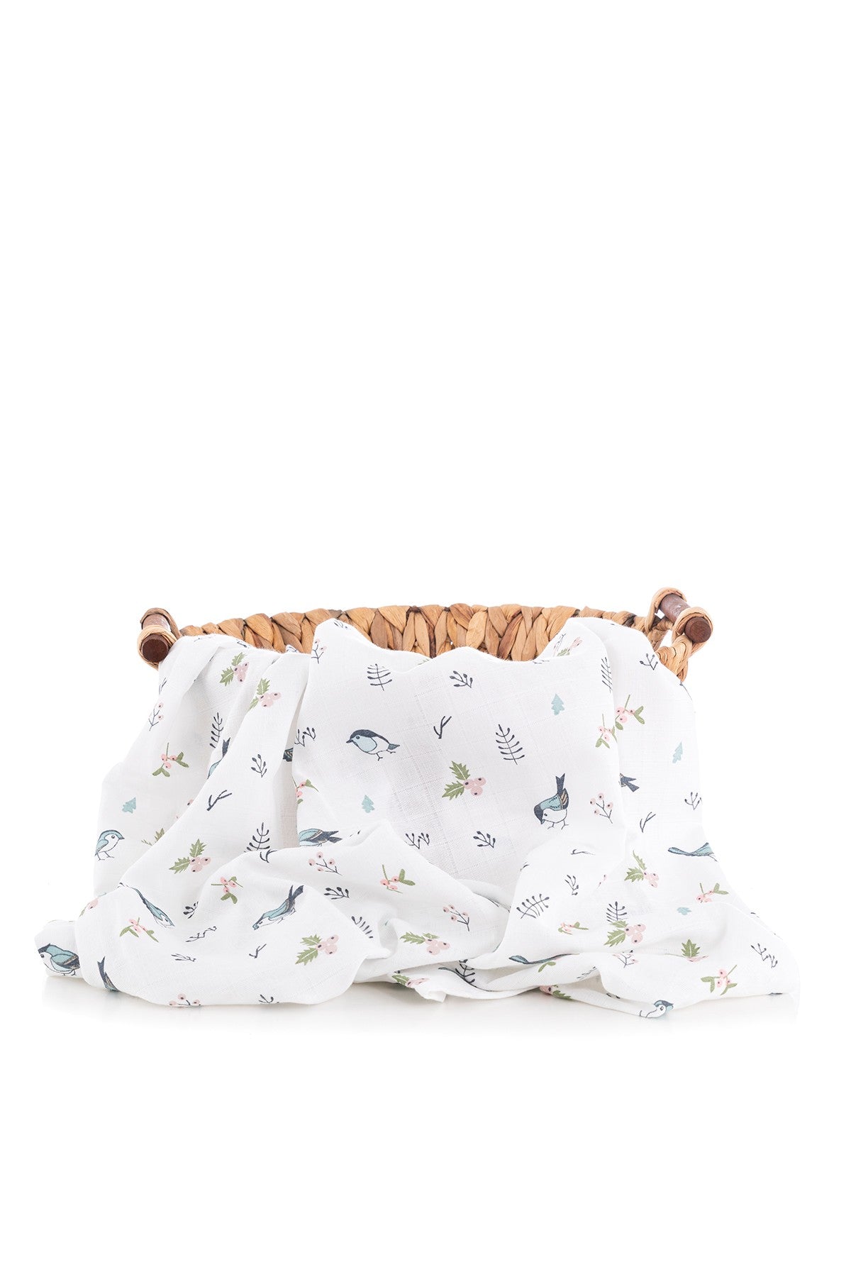 Caline Baby Muslin Swaddle Blanket Bird Pattern - Blue 120x120 cm 4 Pieces Burp Cloth