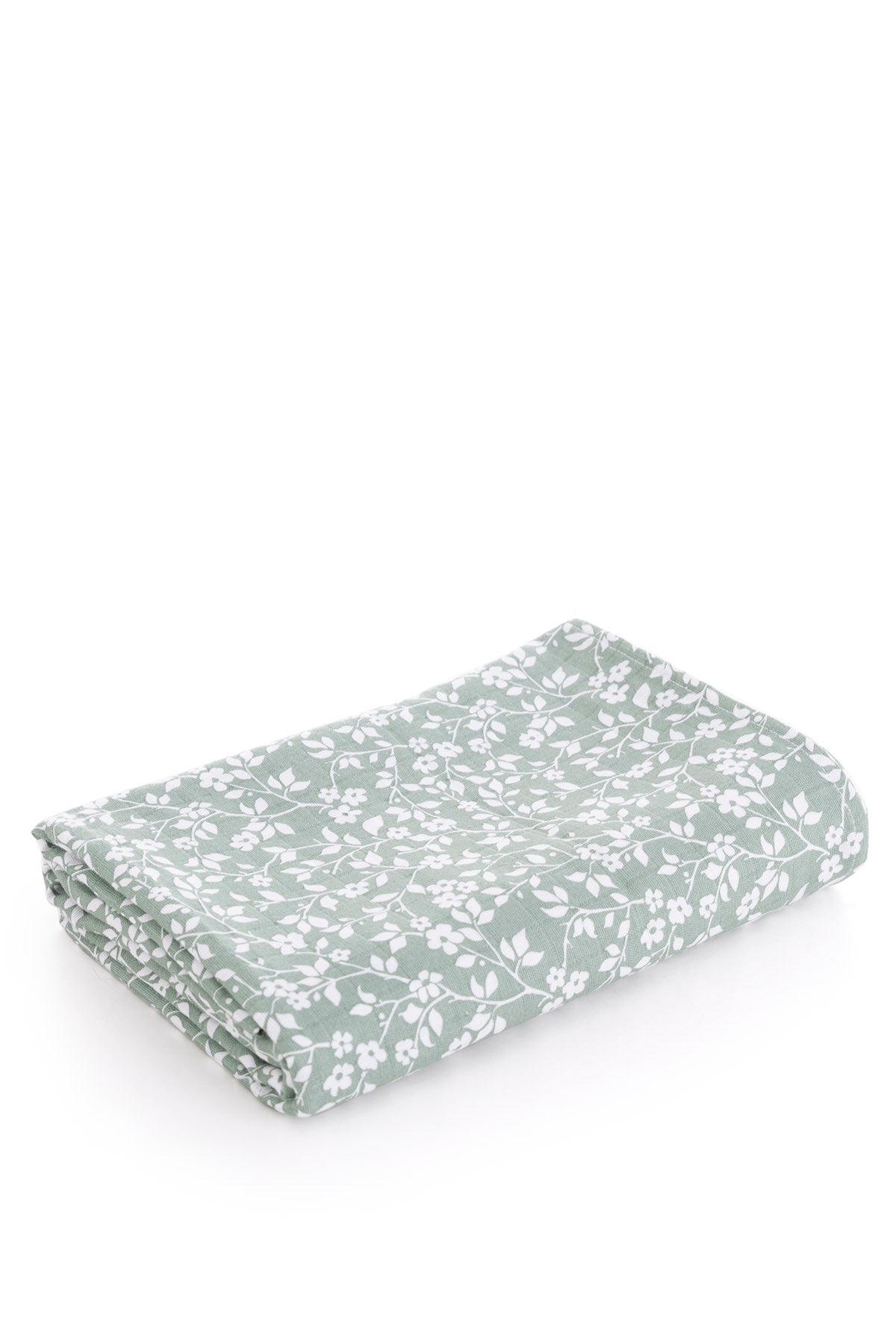 Muslin Swaddle Blanket Violet Pattern - Green 120x120 cm + 4 Burp Cloths