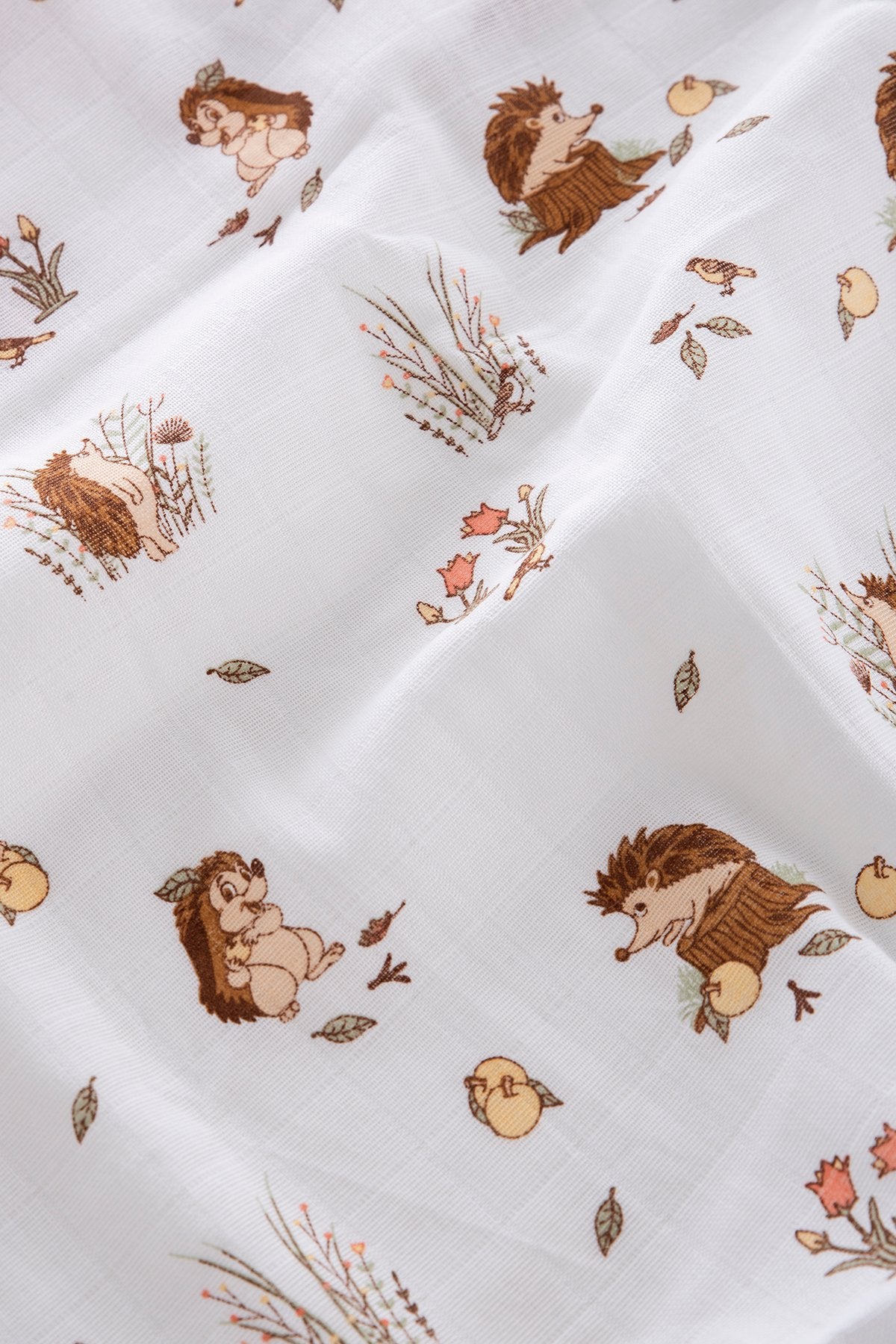 Muslin Cloth Hedgehog Pattern Yellow 120x120 cm + 4 Burp Cloths