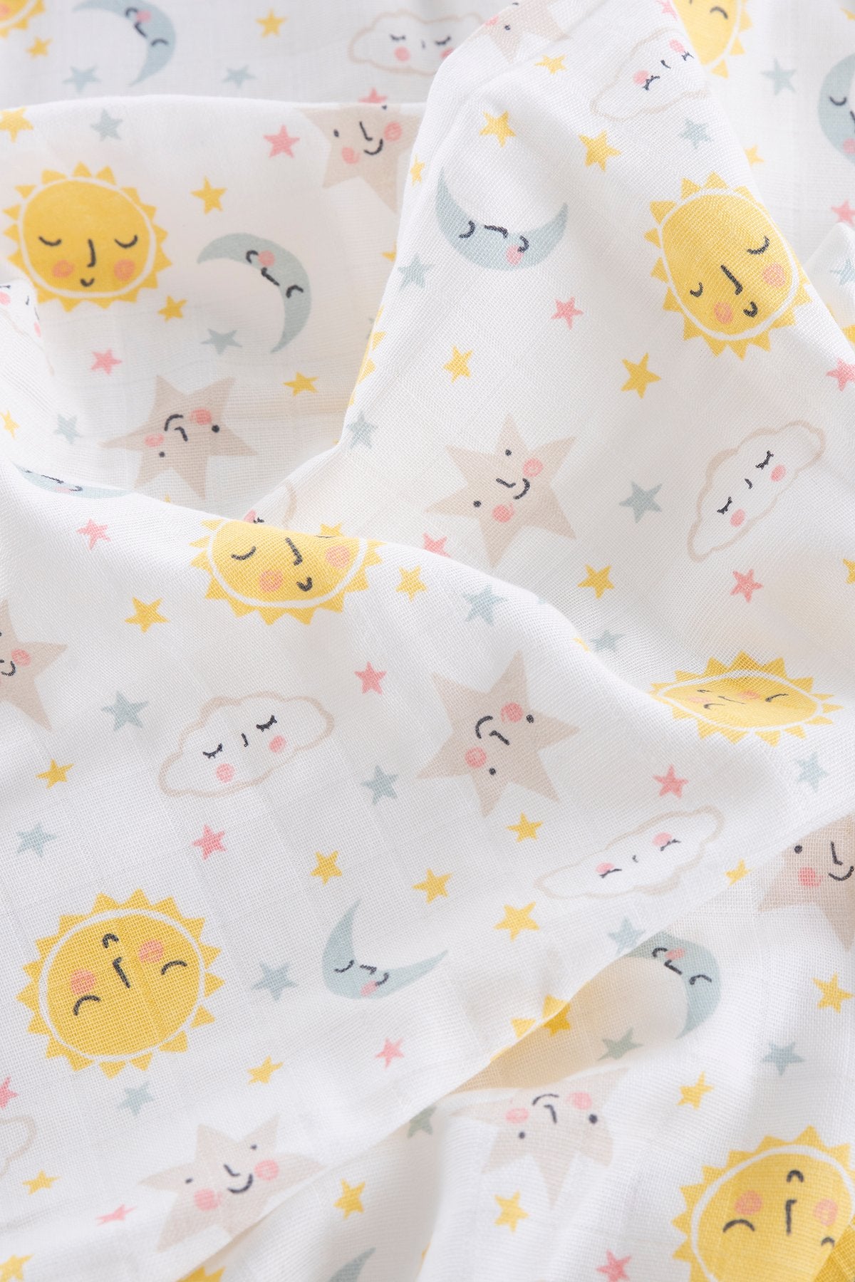 Muslin Cloth Sun Pattern Yellow 120x120 cm + 4 Pcs Burp Cloths