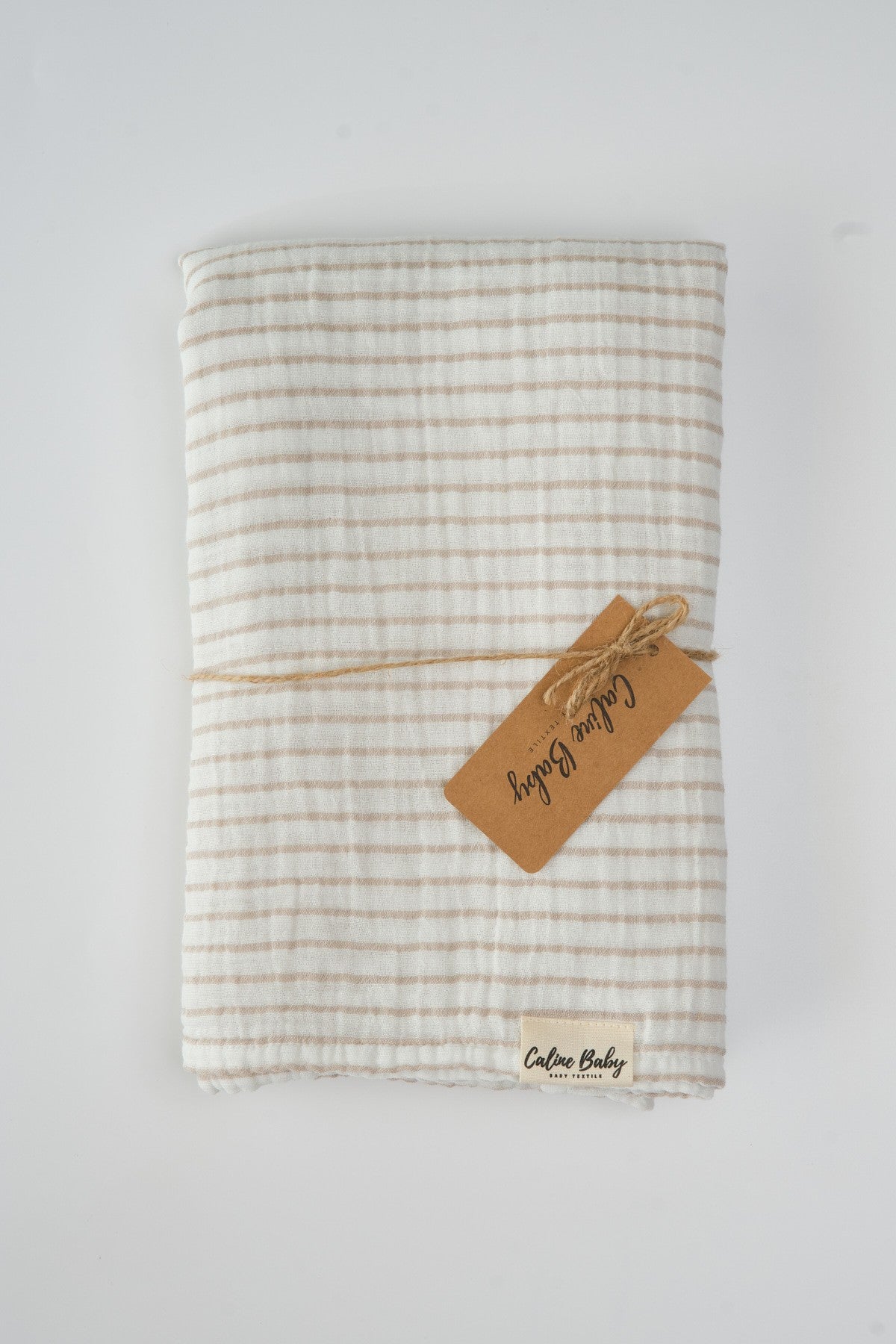 2-Ply Striped Muslin Swaddle Blanket 30/10 - 120x120 cm BEIGE