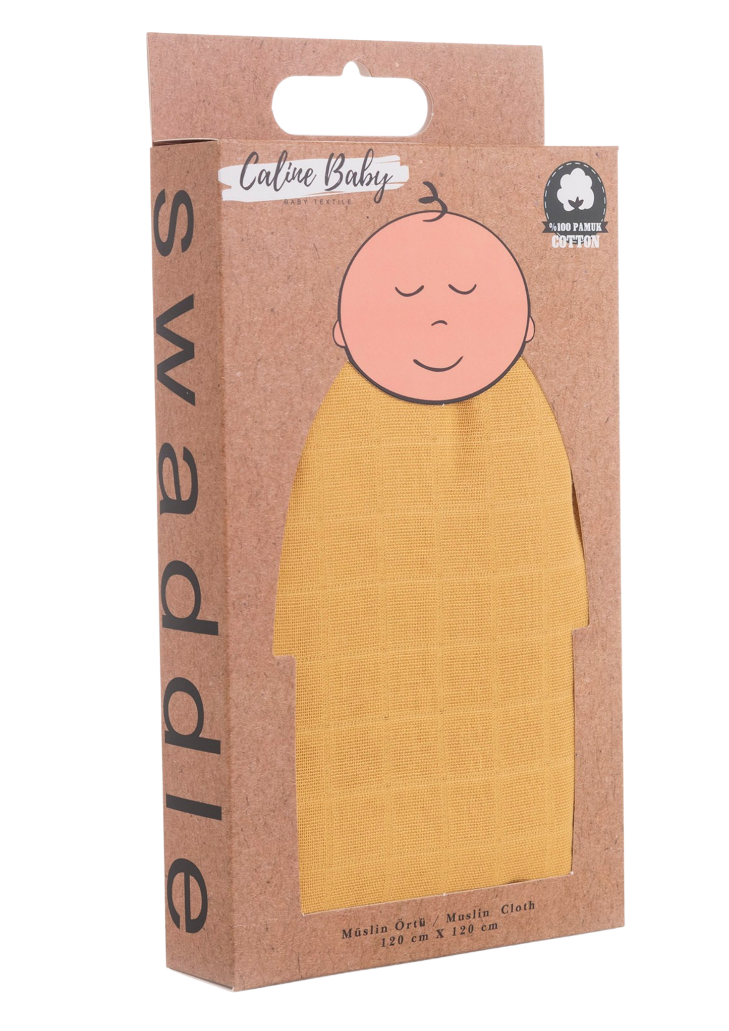 Müslin Bezi Örtü Düz Renk - Hardal 120x120 cm + 4 Adet Ağız Mendili