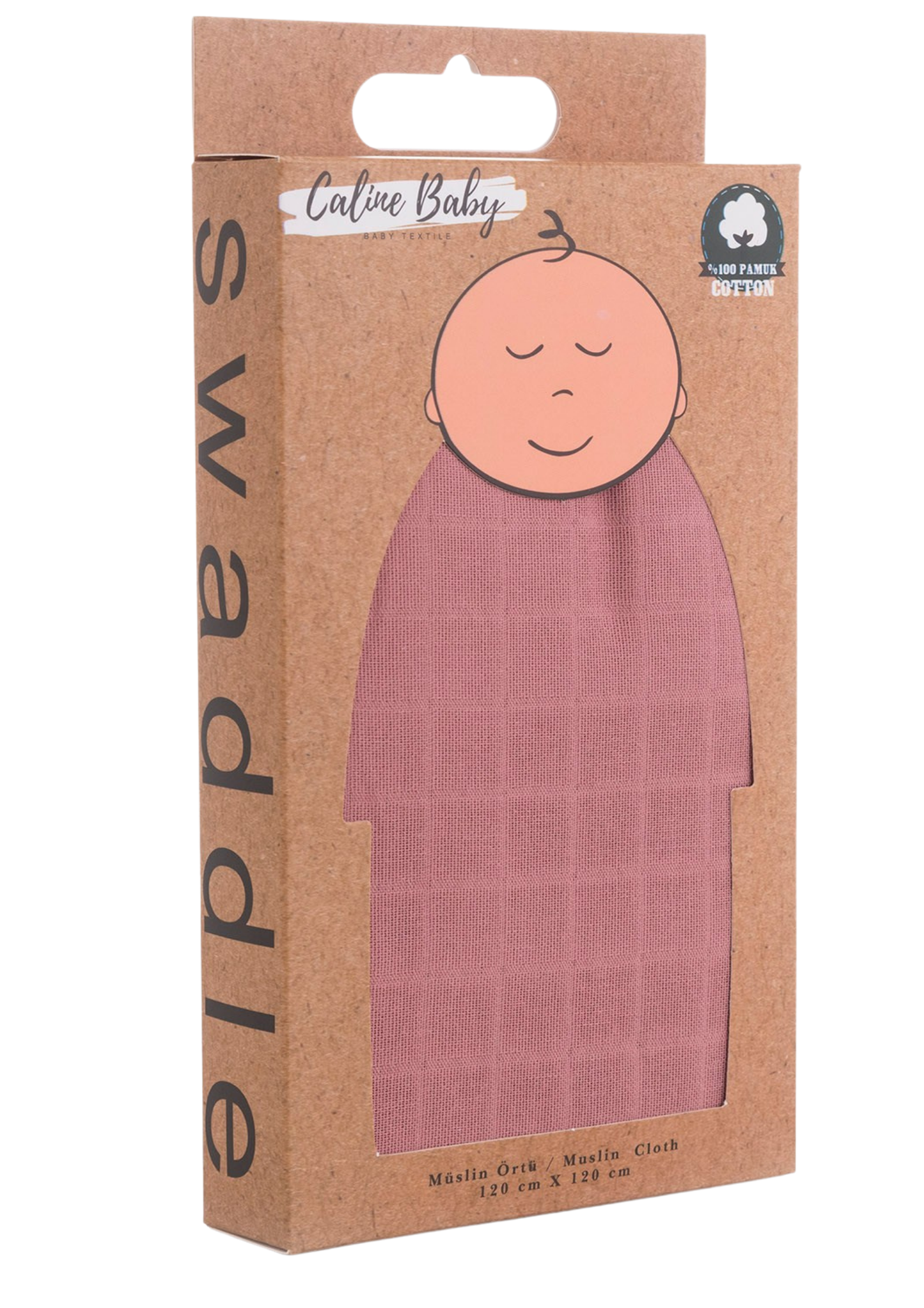 Müslin Bezi Örtü Düz Renk - Gülkurusu 120x120 cm + 4 Adet Ağız Mendili