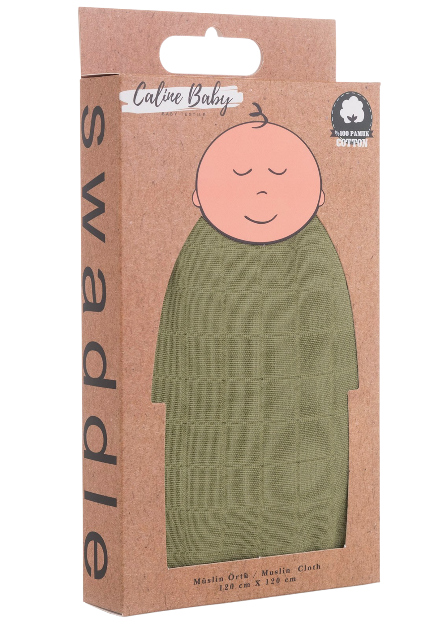 Müslin Bezi Örtü Düz Renk - Çimen Yeşili 120x120 cm + 4 Adet Ağız Mendili