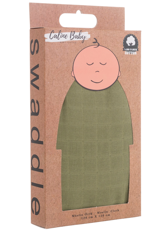 Müslin Bezi Örtü Düz Renk - Çimen Yeşili 120x120 cm + 4 Adet Ağız Mendili