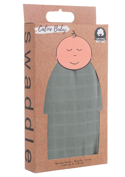 Müslin Bezi Örtü Düz Renk - Buzdağı Yeşili 120x120 cm + 4 Adet Ağız Mendili