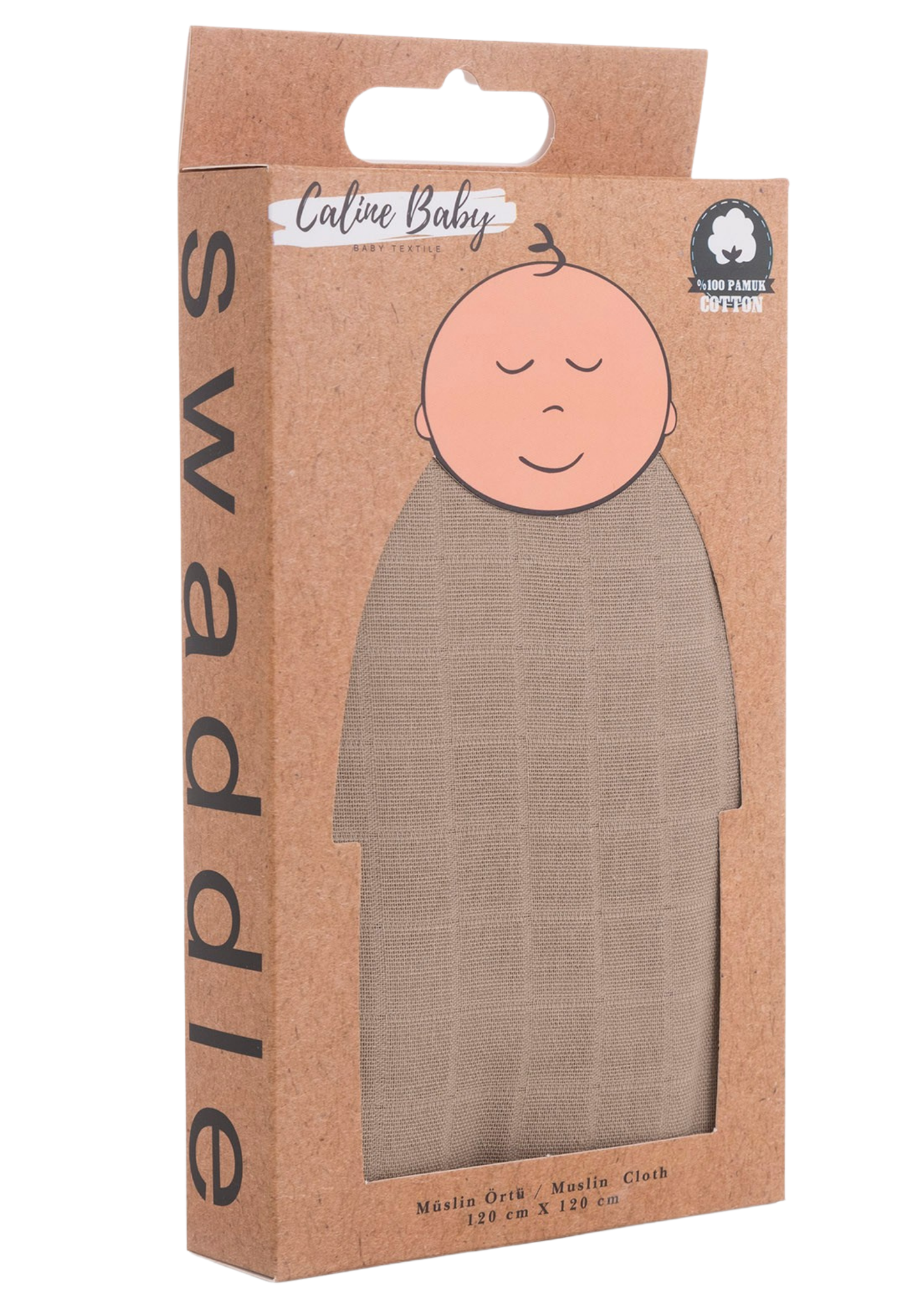 Müslin Bezi Örtü Düz Renk - Toprak 120x120 cm + 4 Adet Ağız Mendili