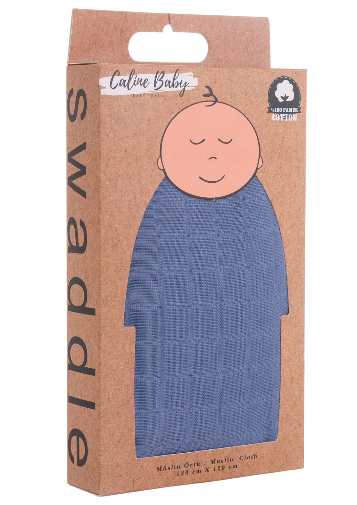 Müslin Bezi Örtü Düz Renk - Infinty Blue 120x120 cm + 4 Adet Ağız Mendili