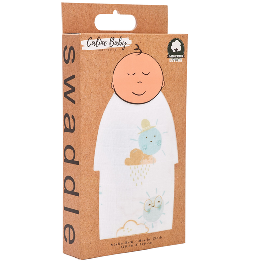 Muslin Cloth Blanket Sun Pattern - Green 120x120 cm + 4 Burp Cloths