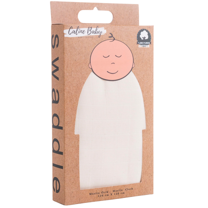 Muslin Cloth Cover Solid Color - Cream 120x120 cm + 4 Pcs Burp Cloths