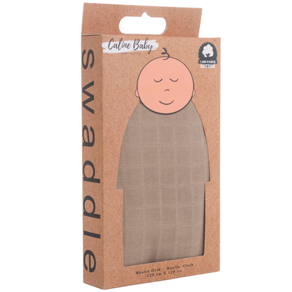 Muslin Cloth Cover Plain Color - Earth 120x120 cm + 4 Pieces Mouth Wipes