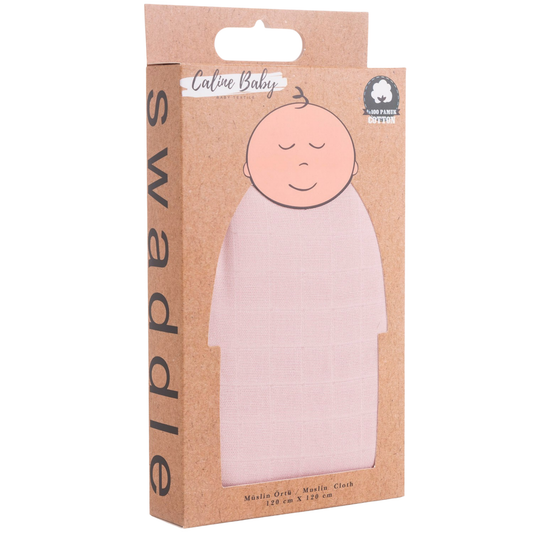 Muslin Fabric Cover Plain Color - Powder 120x120 cm + 4 Pieces Mouth Wipes