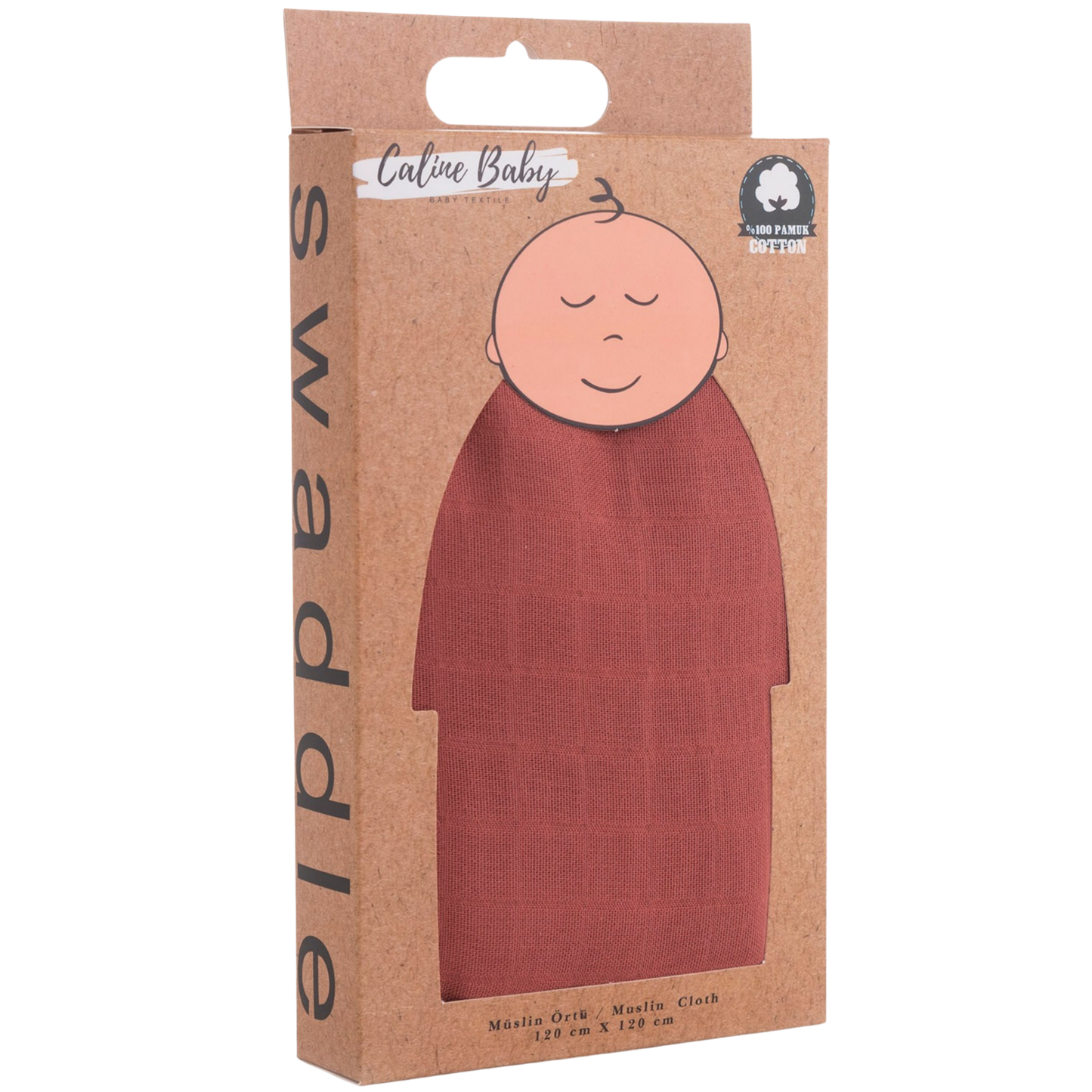 Muslin Cloth Cover Solid Color - Terracotta 120x120 cm + 4 Baby Wipes