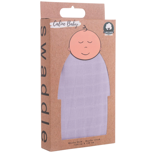 Muslin Cloth Blanket Solid Color - Lilac 120x120 cm + 4 Burp Cloths