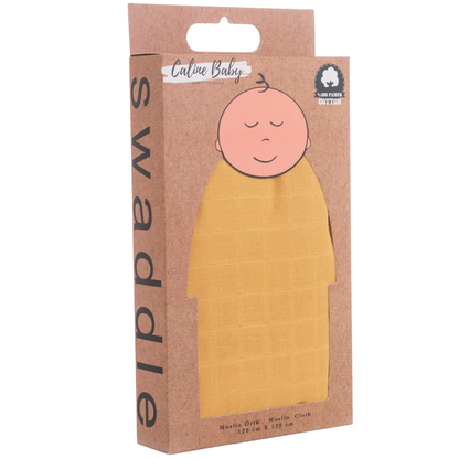 Muslin Fabric Cover Plain Color - Mustard 120x120 cm + 4 Burp Cloths