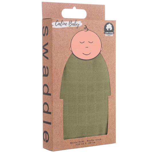 Muslin Cloth Blanket Plain Color - Grass Green 120x120 cm + 4 Burp Cloths