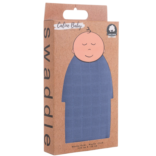 Muslin Fabric Cover Plain Color - Infinity Blue 120x120 cm + 4 Burp Cloths