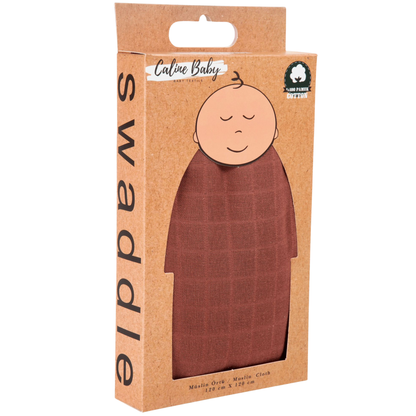 Muslin Cloth Blanket Plain Color - Coffee 120x120 cm + 4 Pieces of Burp Cloths