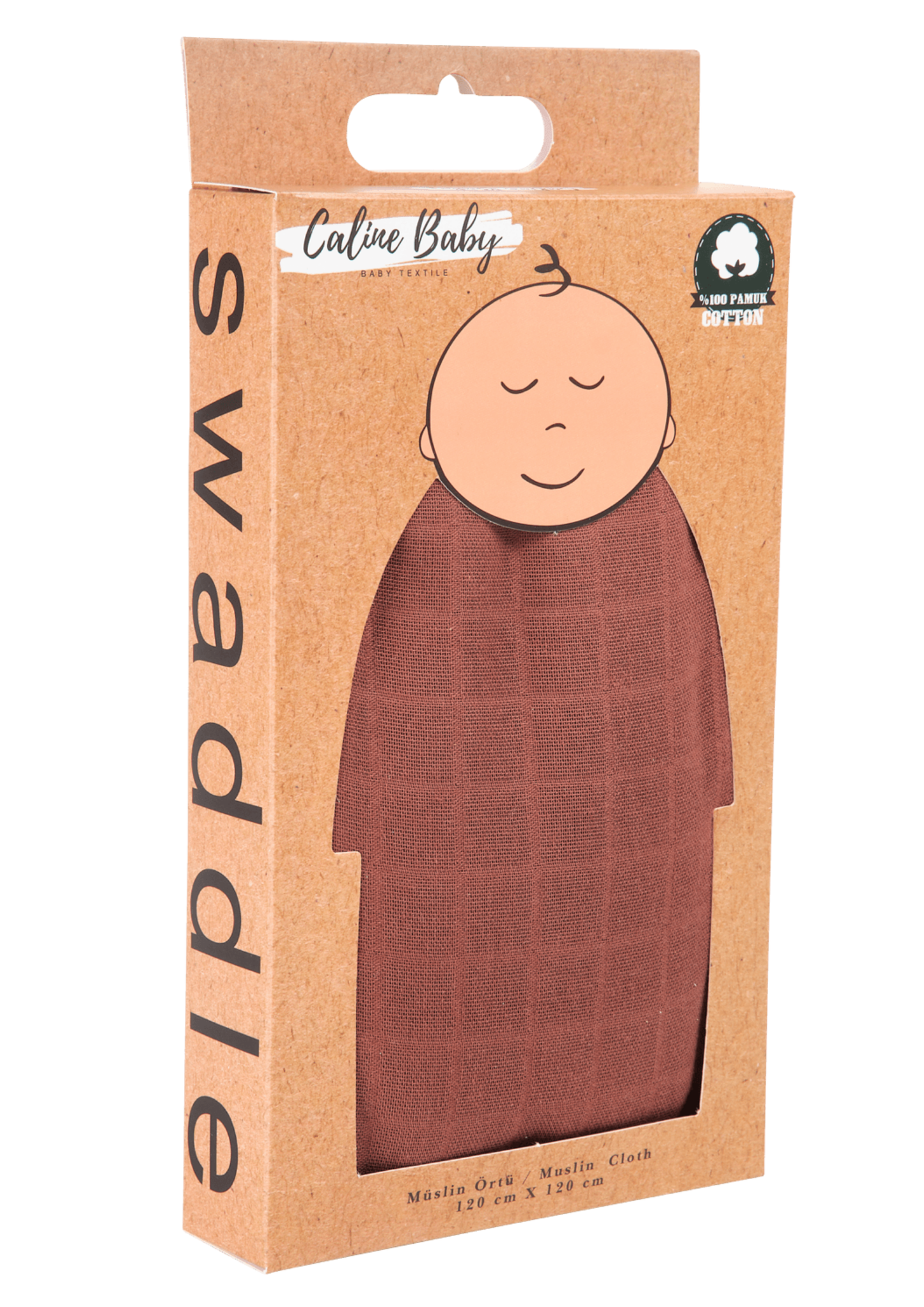 Müslin Bezi Örtü Düz Renk - Kahve 120x120 cm + 4 Adet Ağız Mendili