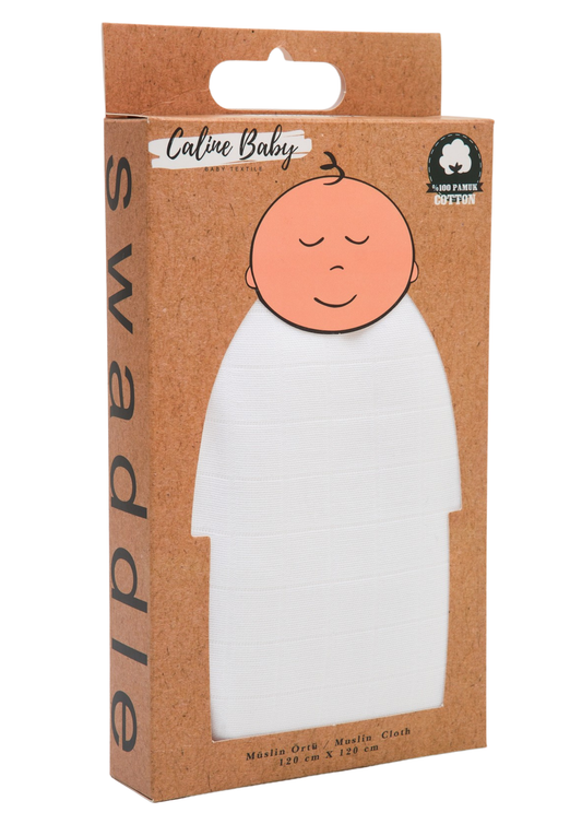 Müslin Bezi Örtü Düz Renk Beyaz 120x120 cm + 4 Adet Ağız Mendili