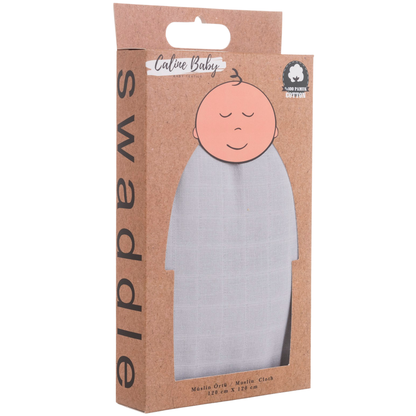 Muslin Cloth Cover Solid Color - Grey 120x120 cm + 4 Pcs Burp Cloths