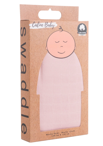 Müslin Bezi Örtü Düz Renk - Pudra 120x120 cm + 4 Adet Ağız Mendili