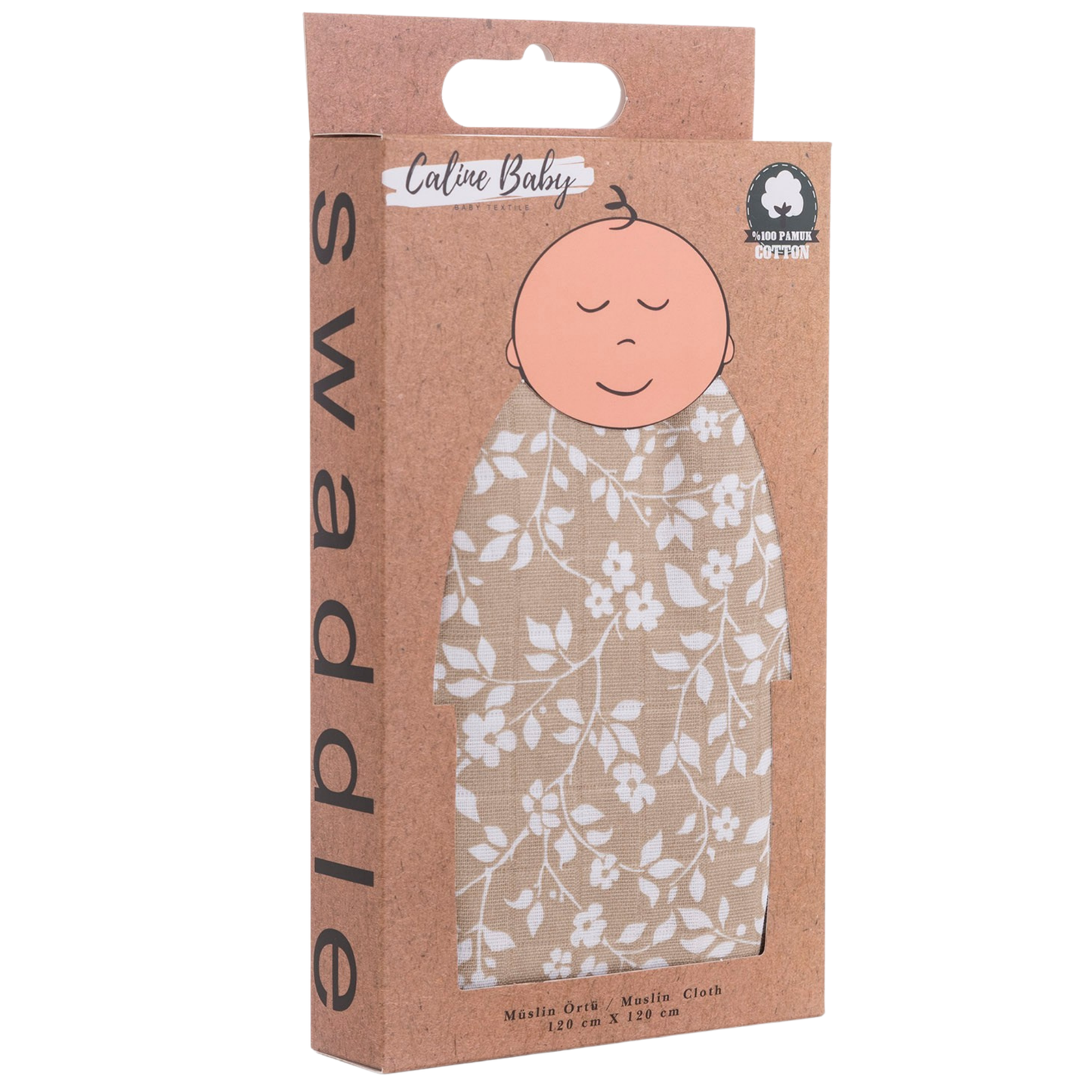 Muslin Cloth Blanket Violet Pattern - Beige 120x120 cm + 4 Burp Cloths