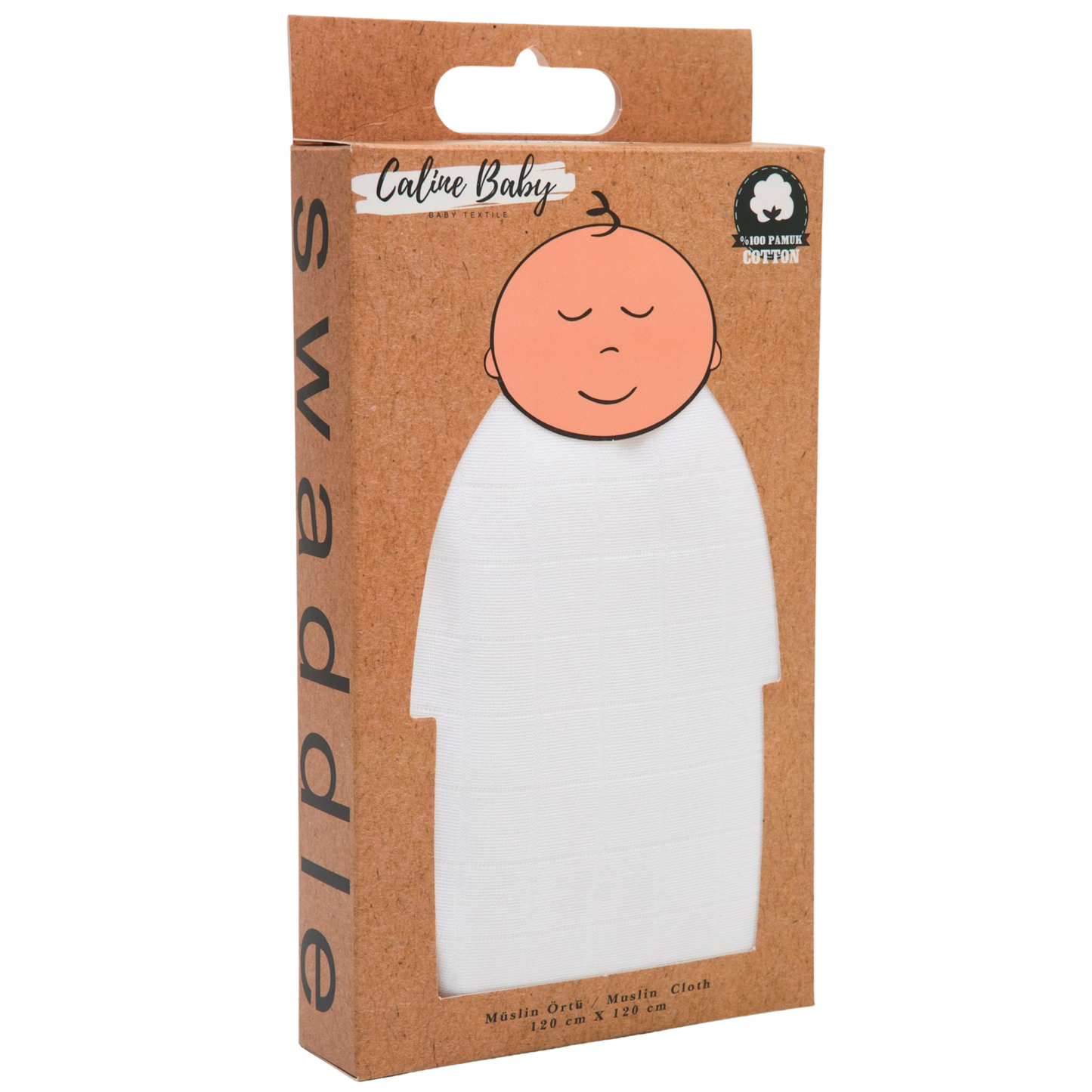 Müslin Bezi Örtü Düz Renk Beyaz 120x120 cm + 4 Adet Ağız Mendili