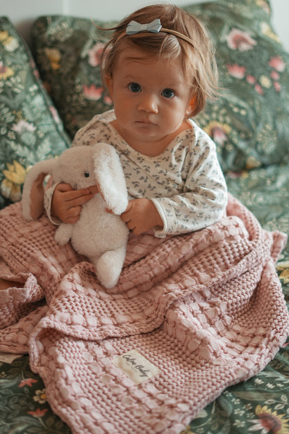 Caline Baby Waffle Pamuklu Pike 100*90cm - Pudra