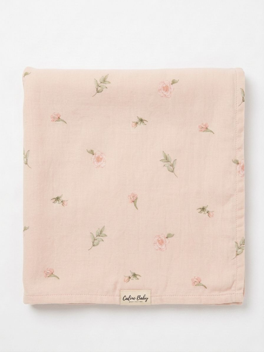 2 Ply Digital Floral Print Muslin Powder - 120*120 cm
